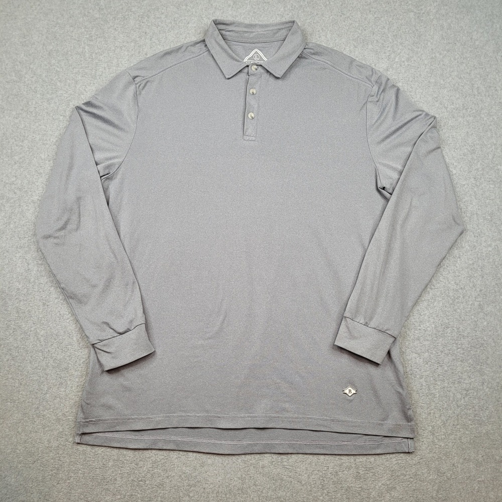 Burlebo Long Sleeve Polo Shirt Mens Large Gray Performance Stretch Casual